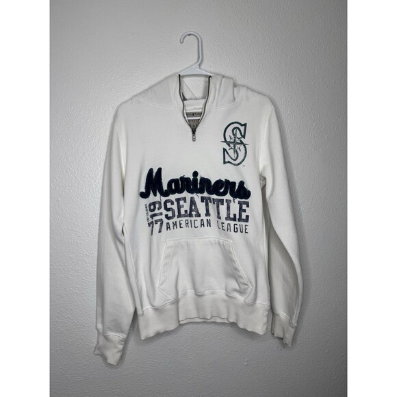 Seattle Mariners Hoodie Womens Sz M 1/4 Zip Pullover Soft As A Grape Embroidered - Picture 1 of 16